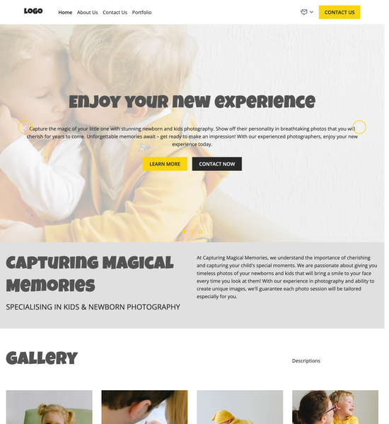 kids & newborn photography portfolio template preview