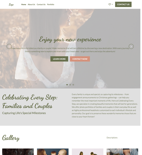 family & couple portfolio template preview