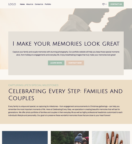 family & couple portfolio template preview