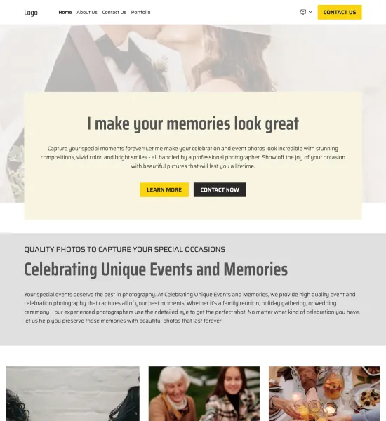 celebration & event photography portfolio template preview