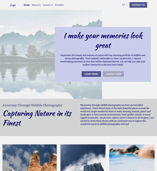 nature & wildlife photography portfolio template preview