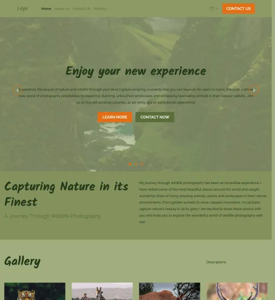 nature & wildlife photography portfolio template preview