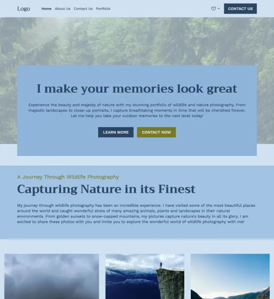 nature & wildlife photography portfolio template preview