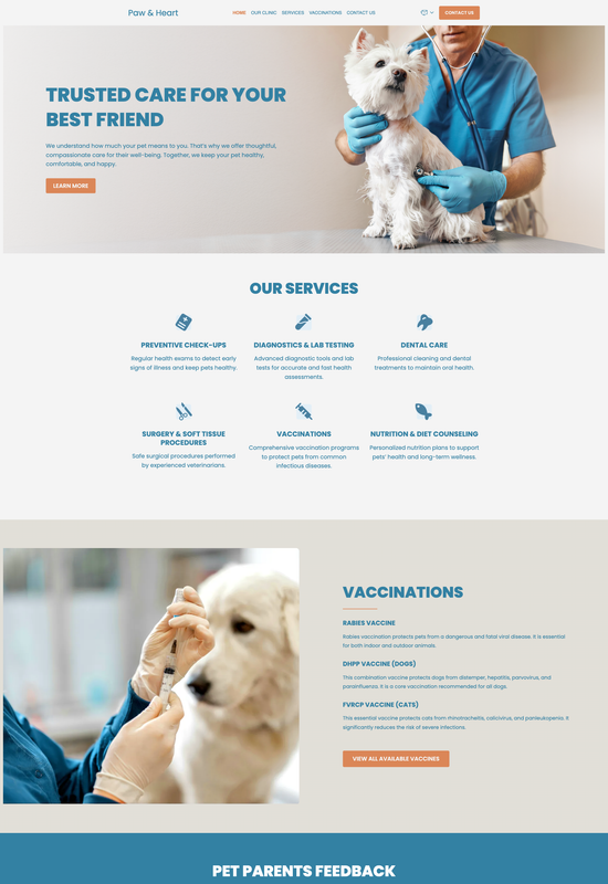 Vista previa de la plantilla de clínica veterinaria