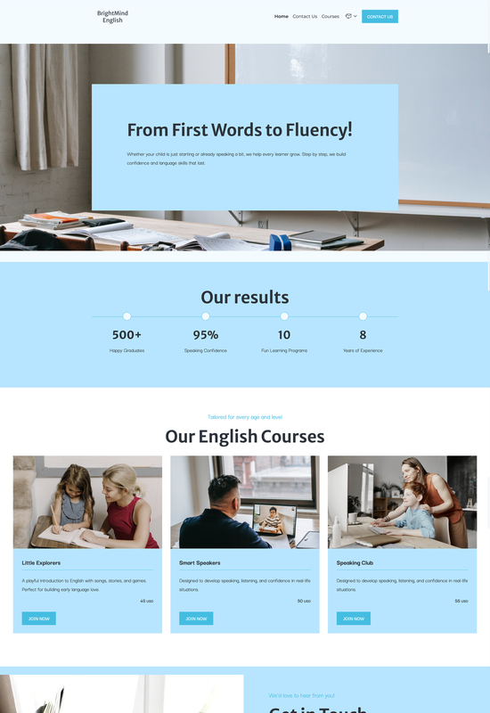English language school template preview