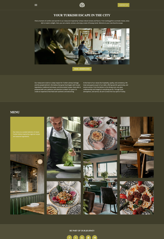 Pré-visualização do modelo de site para restaurante turco