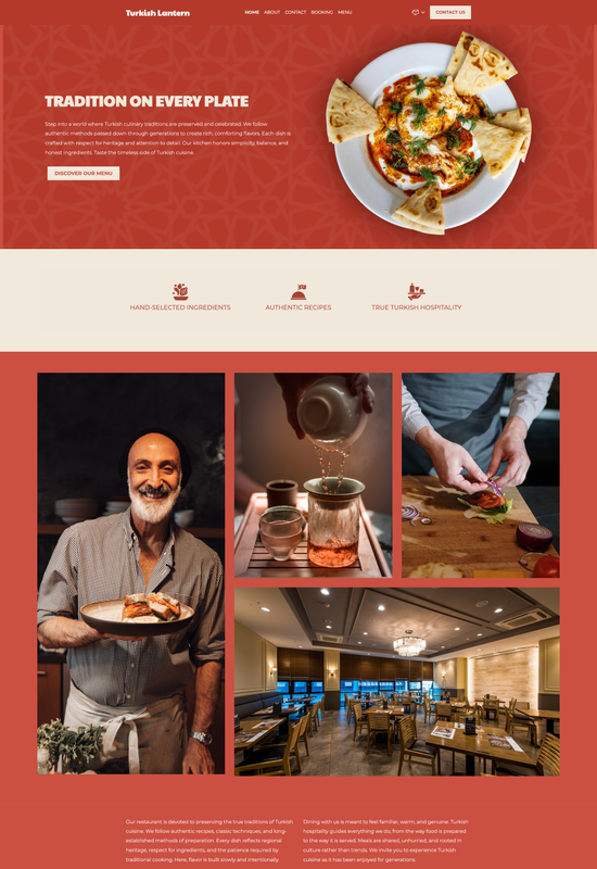 Pré-visualização do modelo de site para restaurante turco