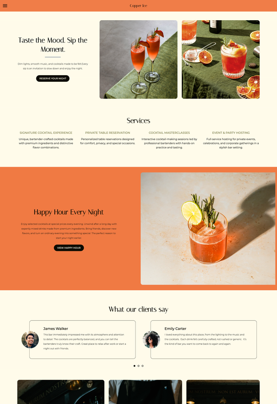 鸡尾酒吧模板预览