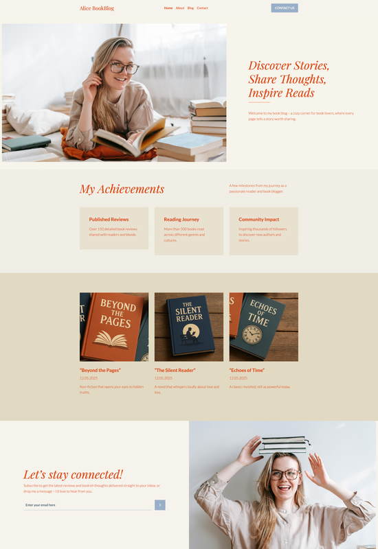 Anteprima del modello di blog di libri