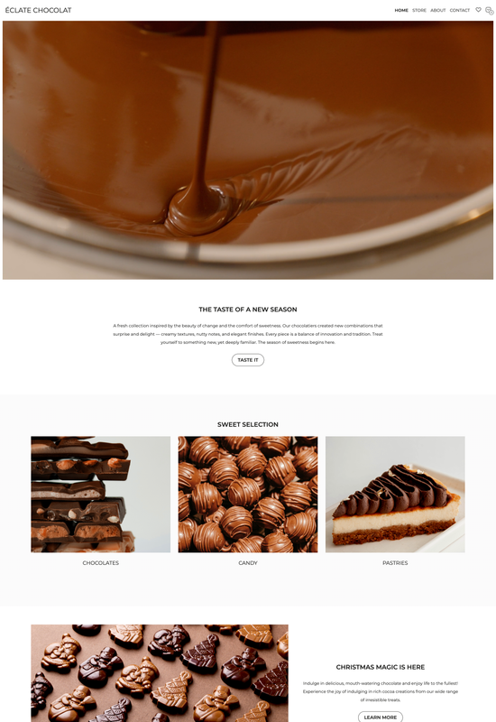 Vista previa de la plantilla de chocolatería