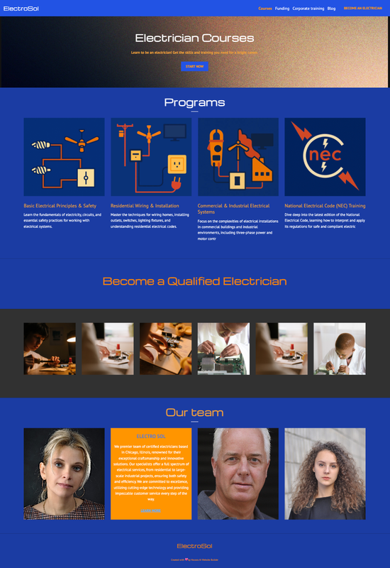 electrician courses template preview