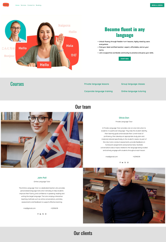 language tutor template preview