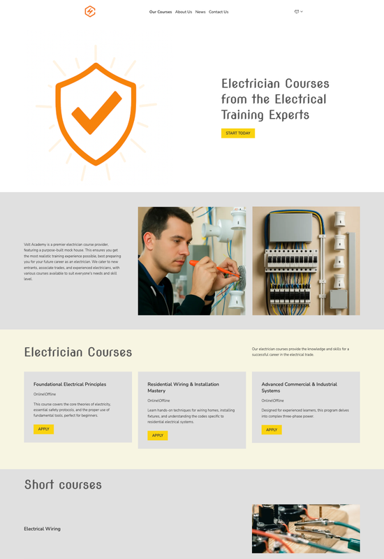 electrician courses template preview