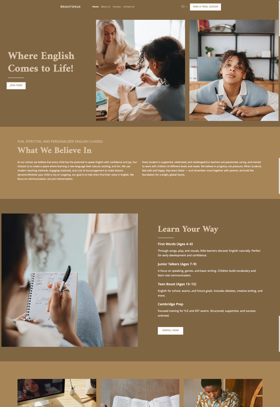English language school template preview