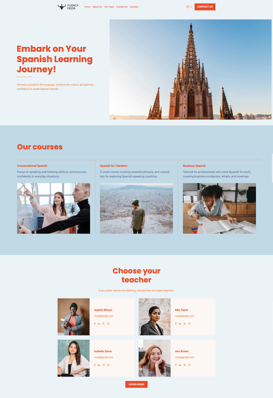 Pré-visualização do modelo de escola de Espanhol