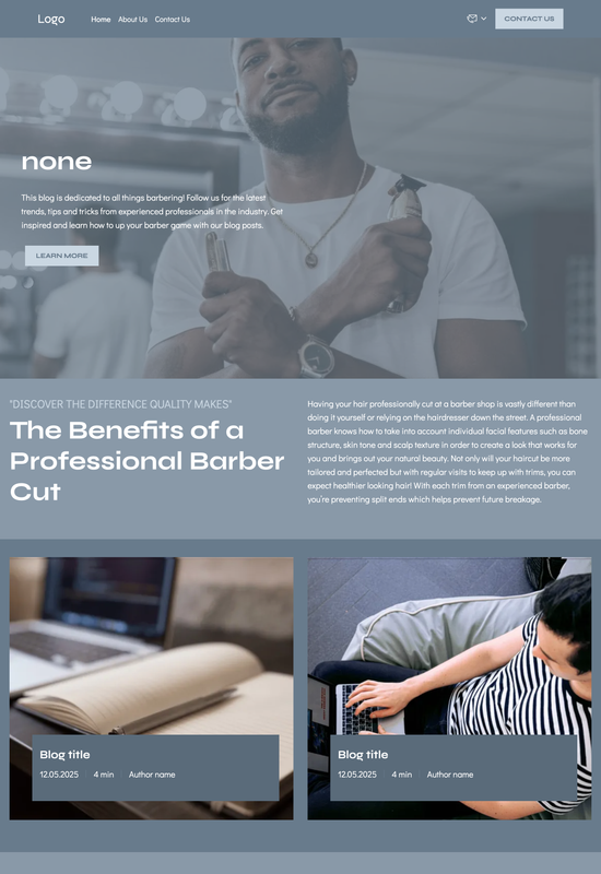 barber blog template preview
