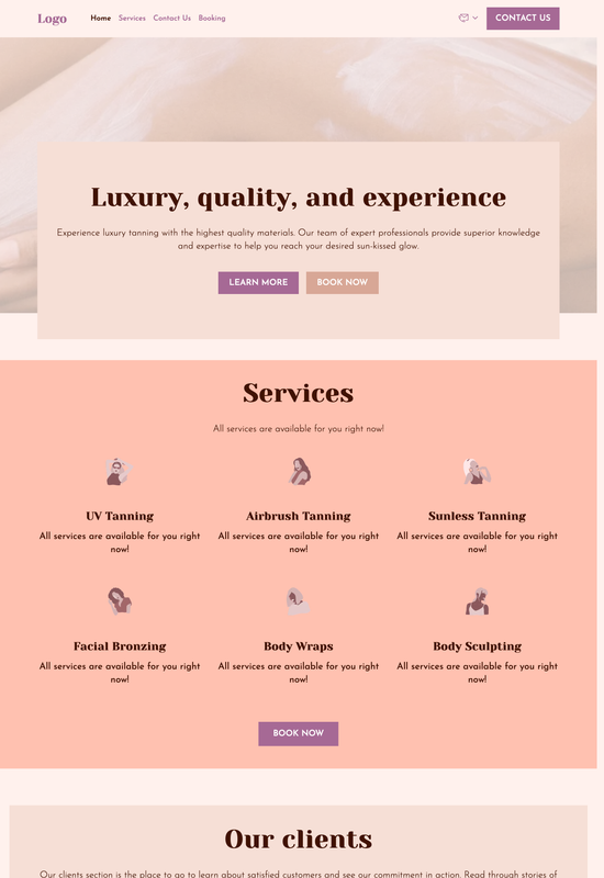 tanning expert template preview