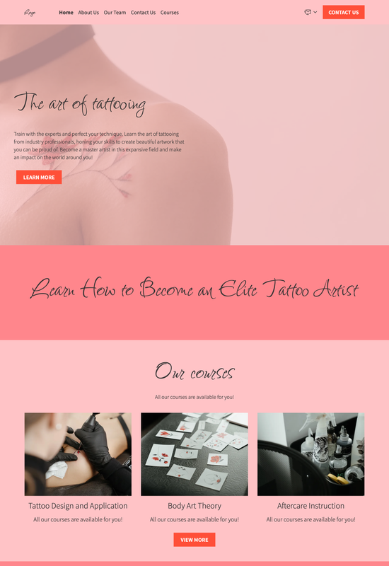 tattoo artist training school template preview