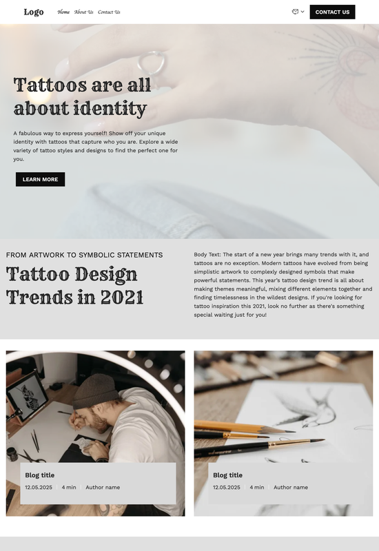 Vista previa de la plantilla de blog de tatuajes