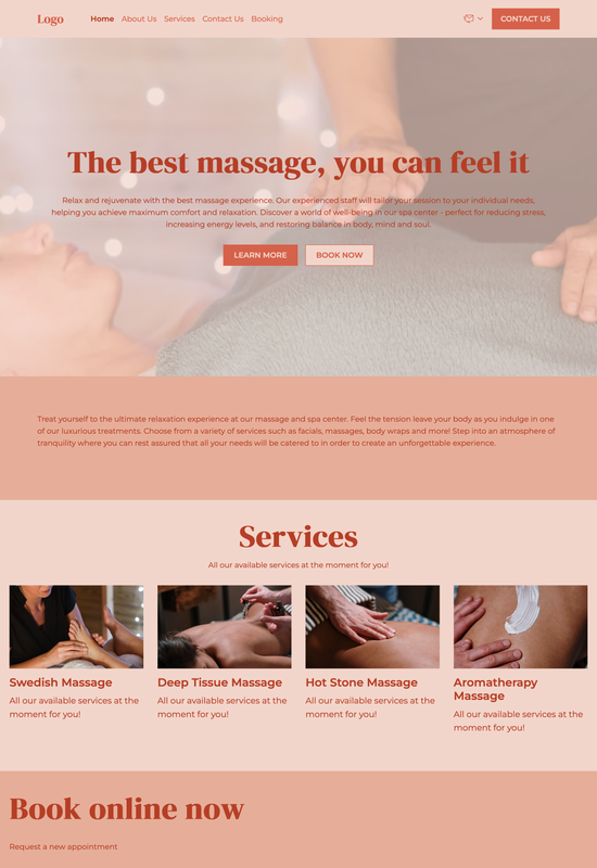 massage and spa center template preview