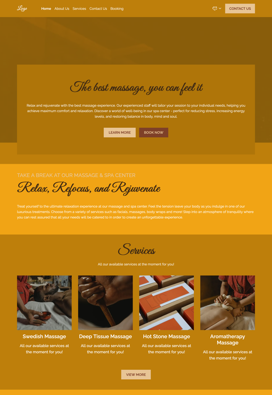 massage and spa center template preview