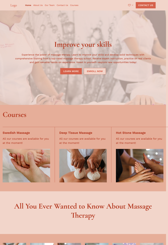 massage therapy school template preview