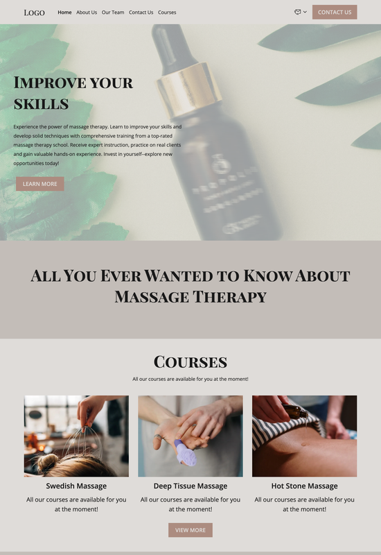massage therapy school template preview