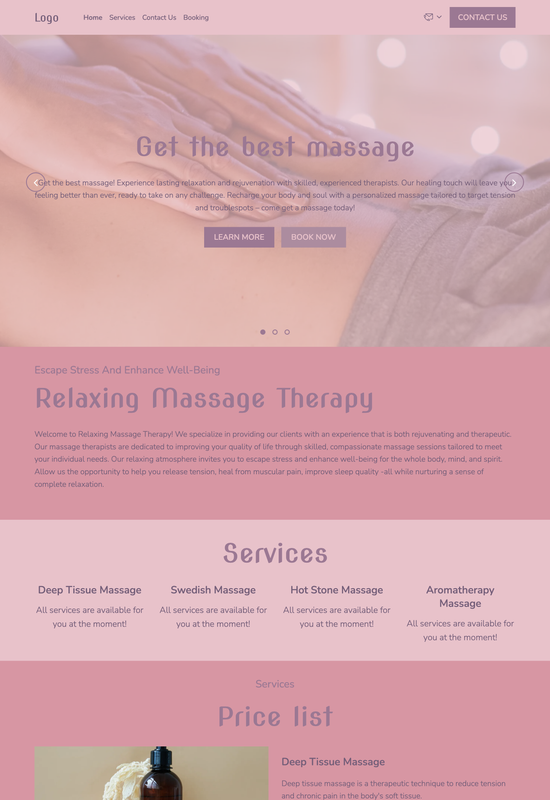 massage therapist template preview