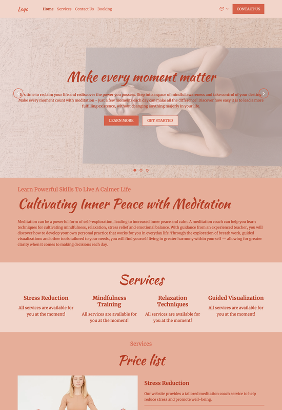 Anteprima del template per coach di meditazione