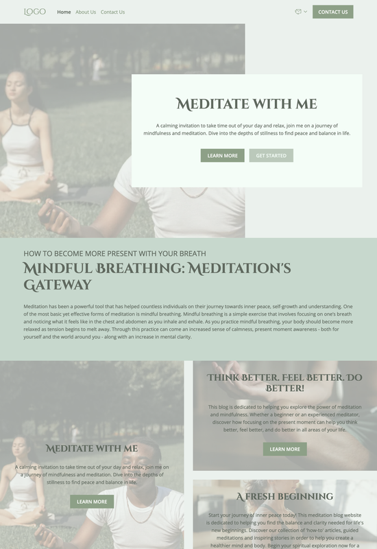 pré-visualização do modelo de blog de meditação