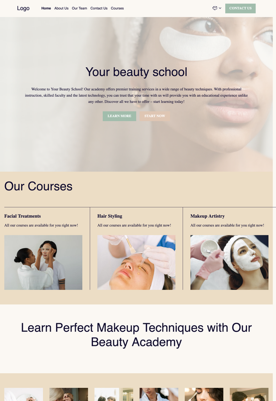 pré-visualização do modelo para academia de beleza