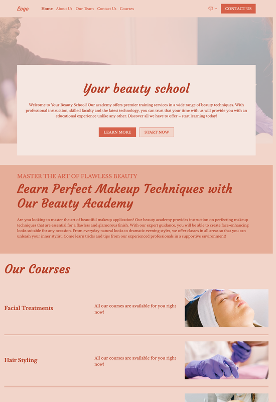beauty academy template preview