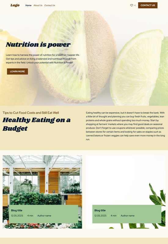 nutrition blog template preview
