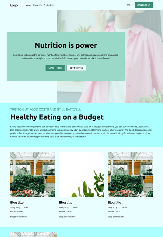 nutrition blog template preview