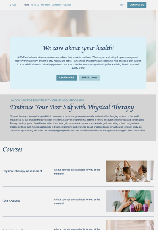 pré-visualização do modelo para escolas de fisioterapia