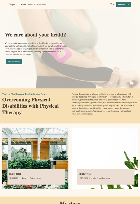 Vista previa de la plantilla de blog de fisioterapia