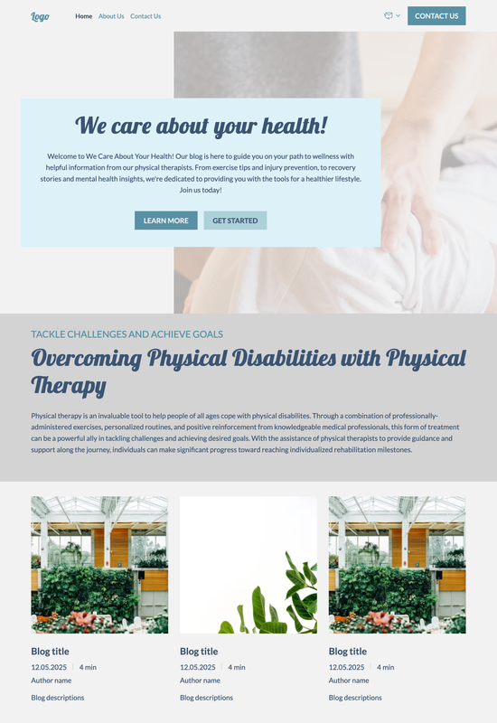 physical therapy blog template preview