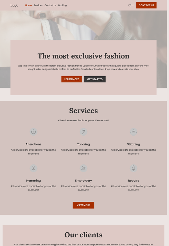 tailor template preview