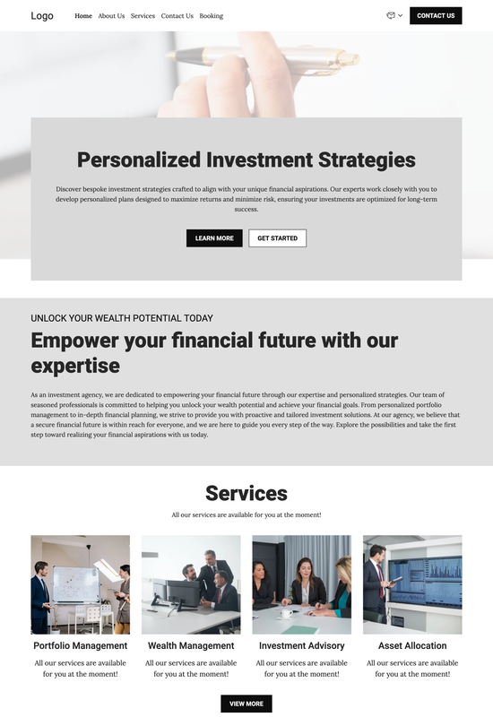 financial trading firm template preview