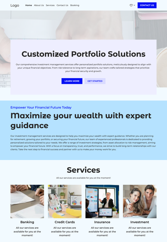 financial institution template preview