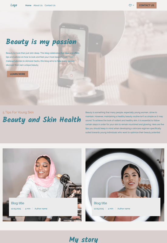 beauty blog template preview