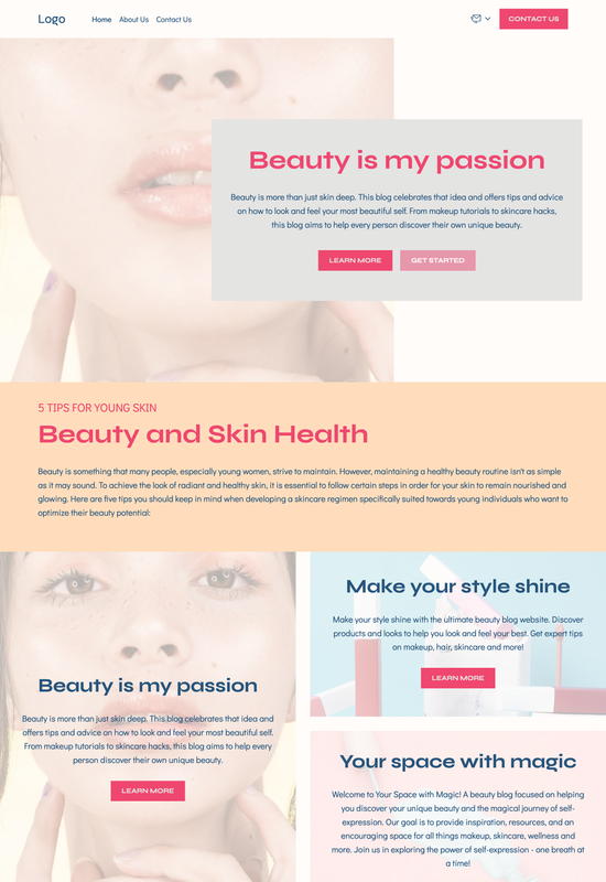 beauty blog template preview