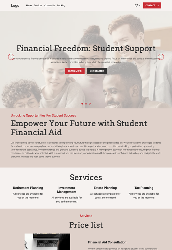 financial consultant template preview