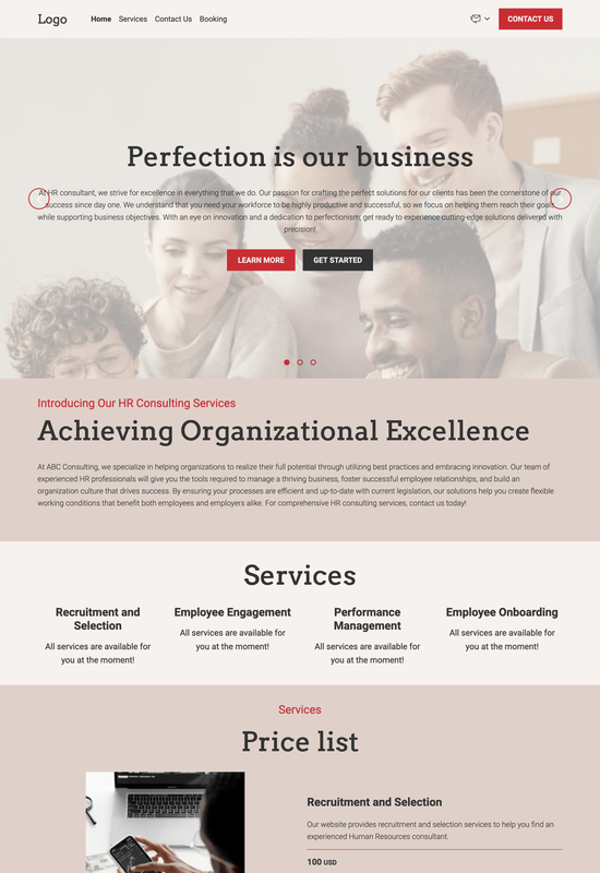 Pré-visualização do modelo de consultor de RH