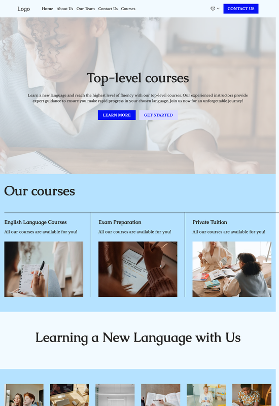 language school template preview
