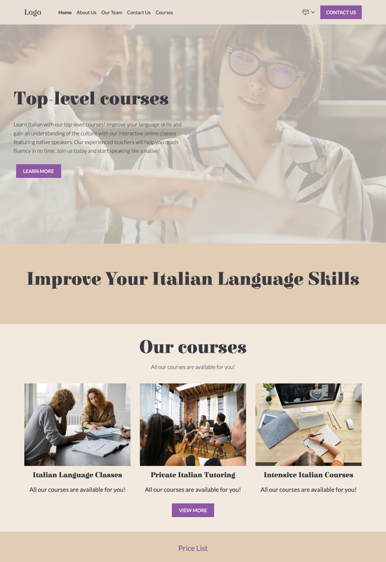 Italian language school template preview