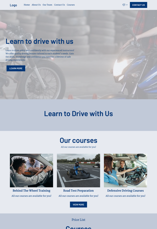 driving school template preview