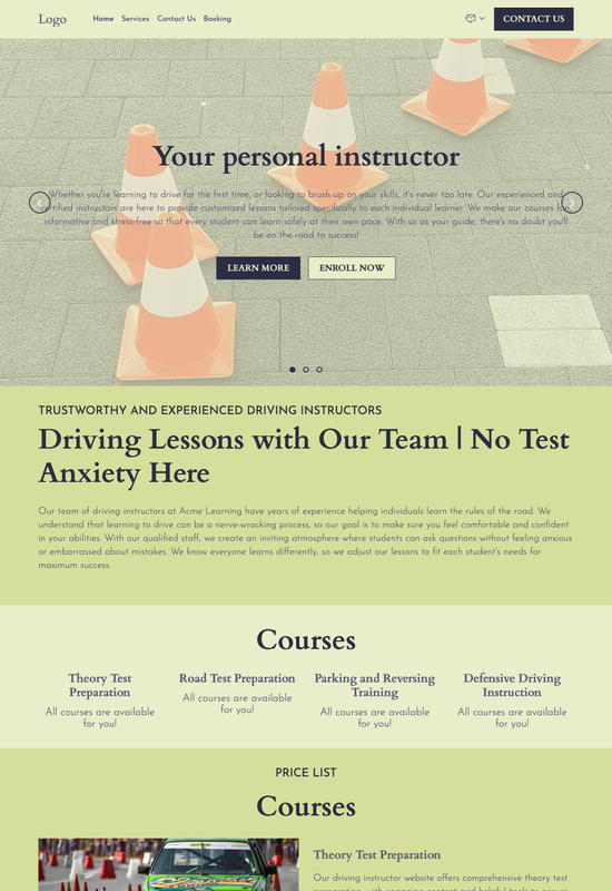 driving instructor template preview