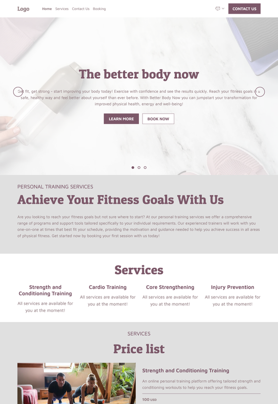 personal trainer template preview