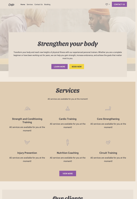 personal trainer template preview